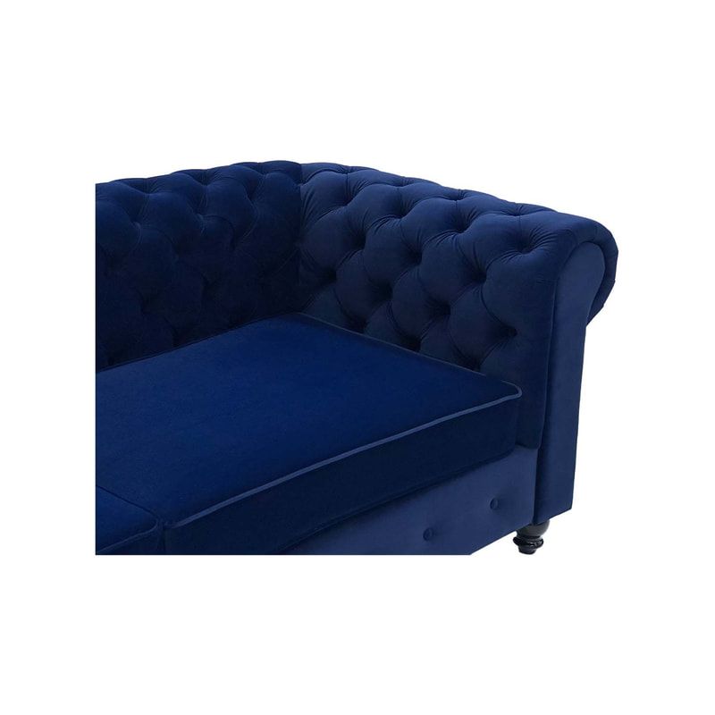 F-SF124-MB Botello three seater sofa in midnight blue velvet with black feet