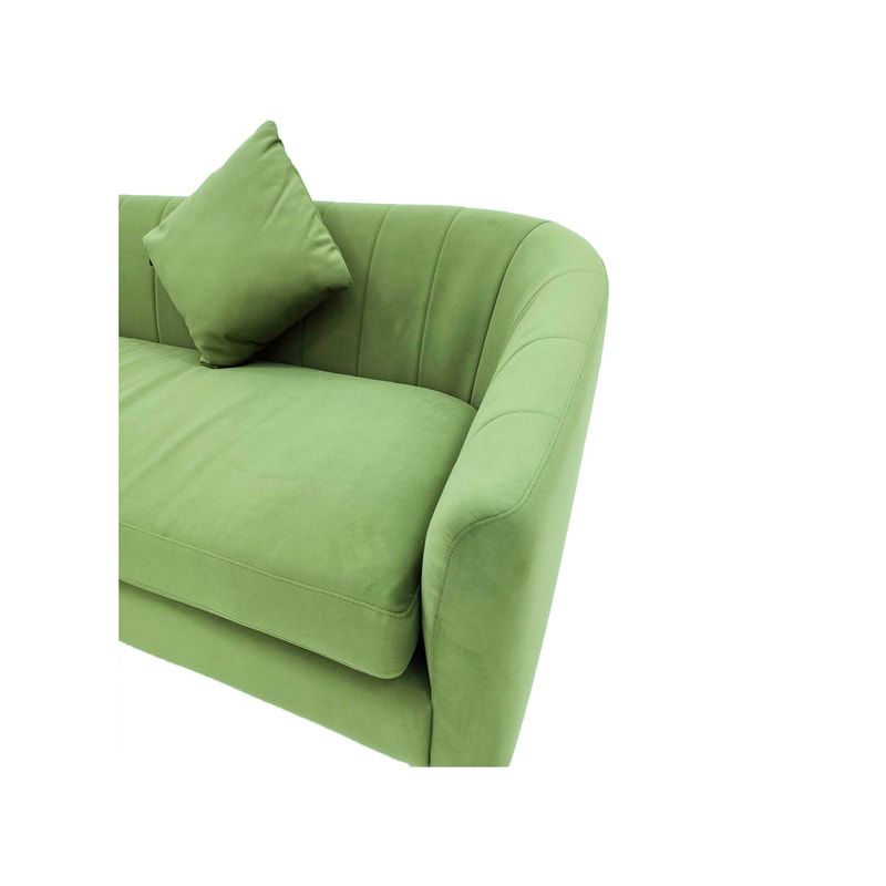 F-SF125-SG Darwin three seater sofa in sage green velvet with gold legs