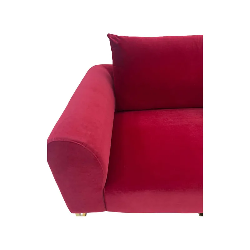 F-SF126-DR Empire three seater sofa in dark red velvet with gold frame