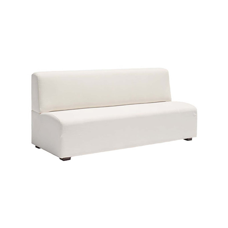 F-SF127-OW Giselle three seater sofa in off-white fabric with wooden legs