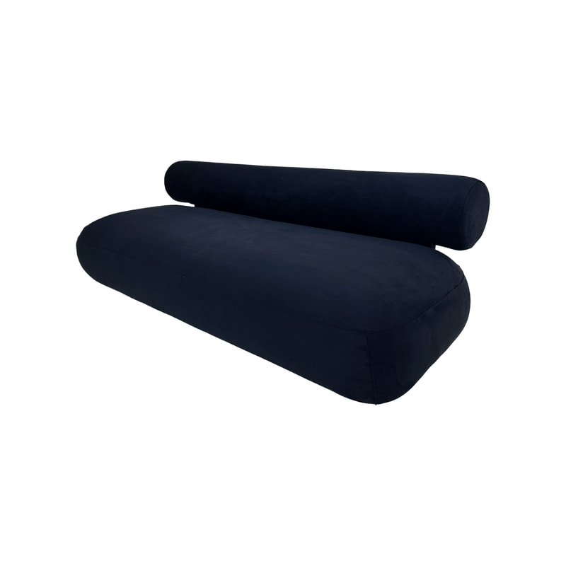 F-SF129-BL Apollo three seater sofa in black suede with black feet