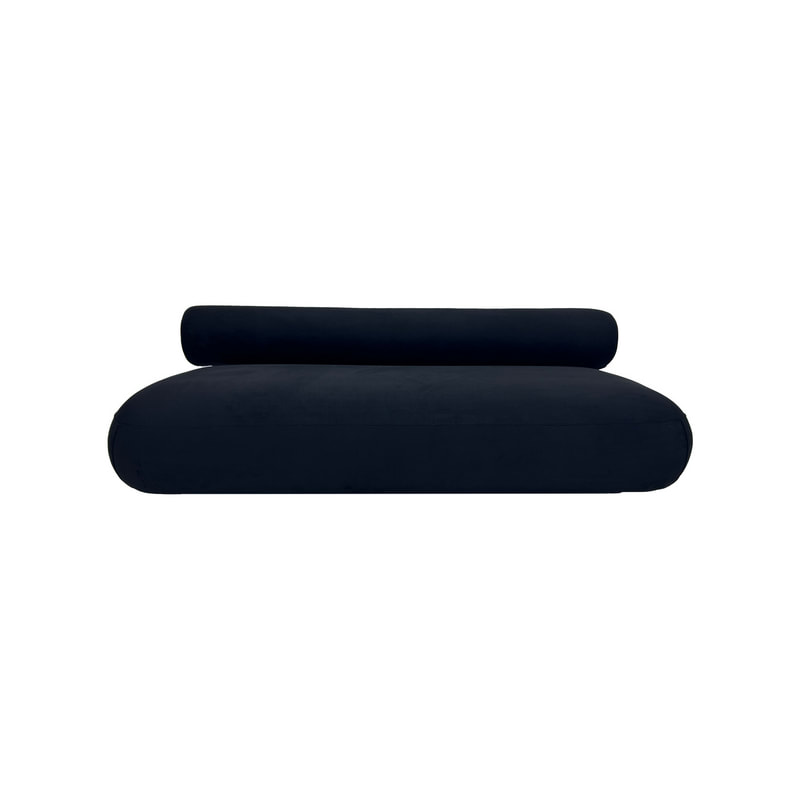 F-SF129-BL Apollo three seater sofa in black suede with black feet