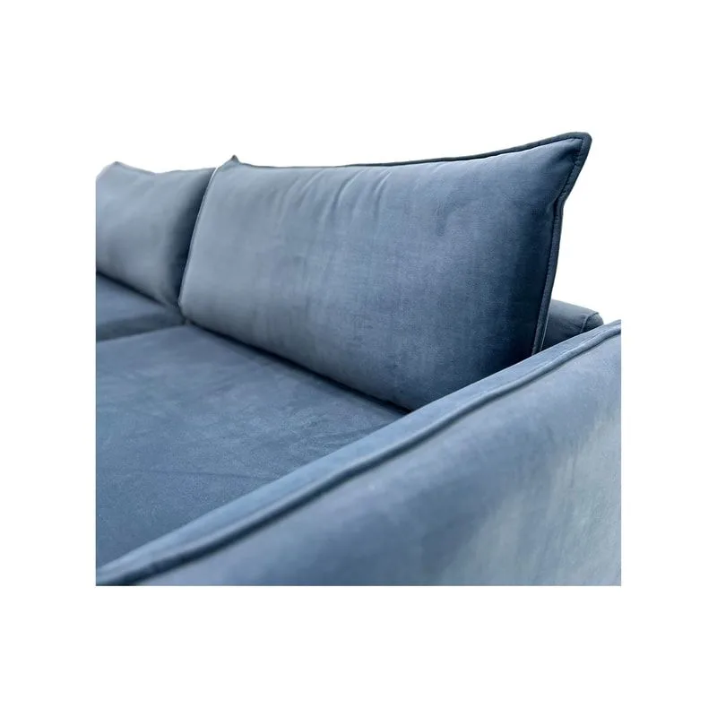 F-SF130-DG Lusso three seater sofa in dark grey velvet with black legs