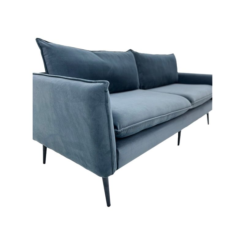 F-SF130-DG Lusso three seater sofa in dark grey velvet with black legs