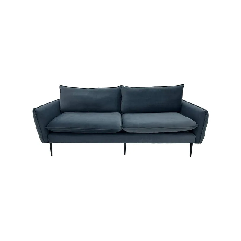 F-SF130-DG Lusso three seater sofa in dark grey velvet with black legs