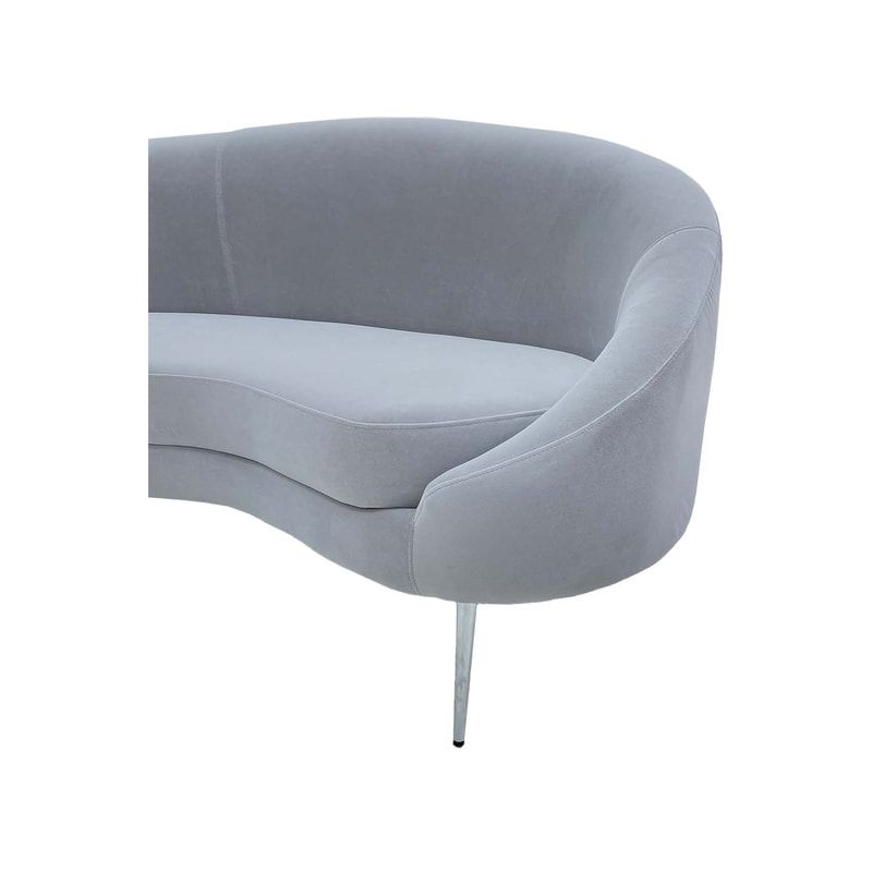 F-SF131-SI Orbit three seater sofa in silver grey velvet with silver legs