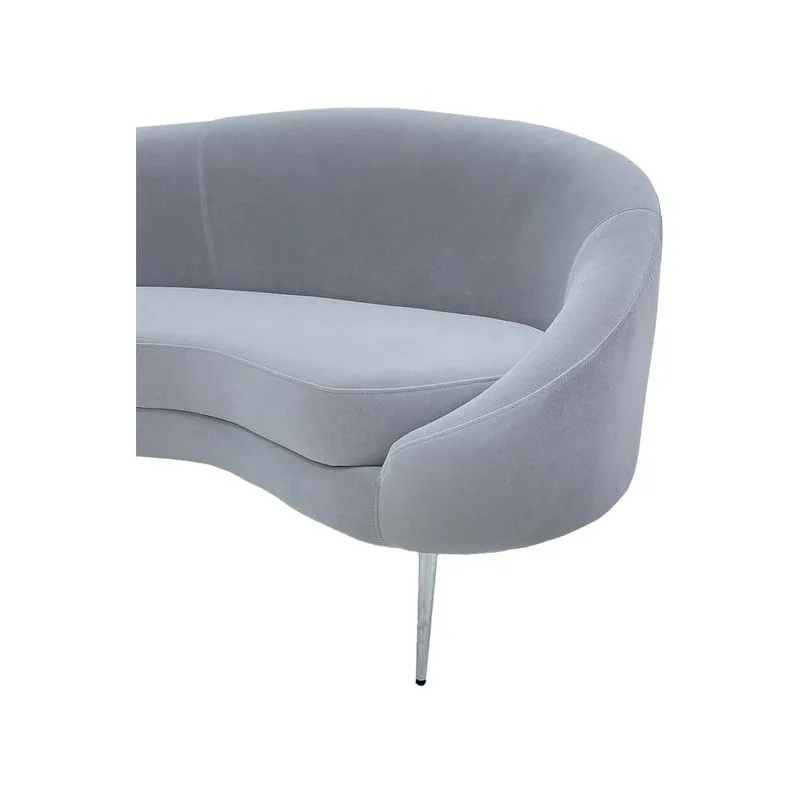 F-SF131-SI Orbit three seater sofa in silver grey velvet with silver legs