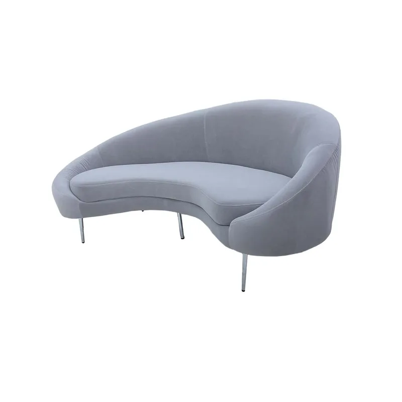 F-SF131-SI Orbit three seater sofa in silver grey velvet with silver legs