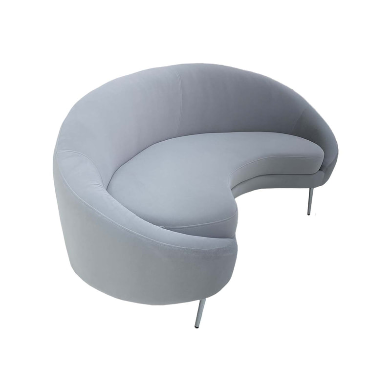 F-SF131-SI Orbit three seater sofa in silver grey velvet with silver legs