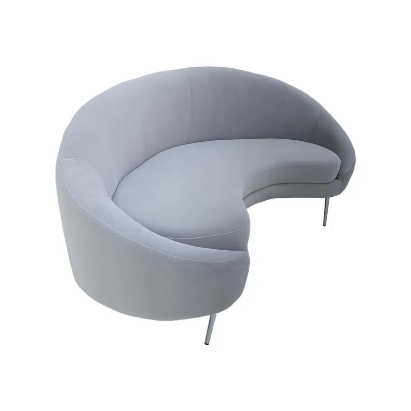 F-SF131-SI Orbit three seater sofa in silver grey velvet with silver legs
