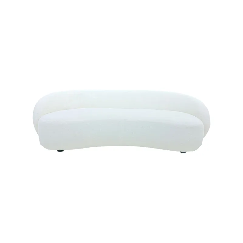 F-SF133-WH Blanca three seater sofa in white boucle fabric with gold base