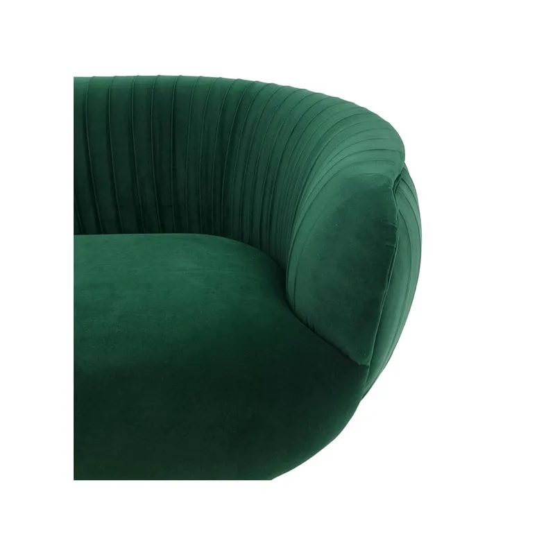 F-SF134-EG Charley three seater sofa in emerald green velvet with gold legs