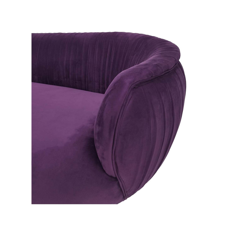 F-SF134-PR Charley three seater sofa in purple velvet with gold legs