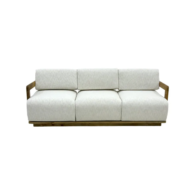 F-SF143-WH Cuthbert three seater sofa in white fabric with wooden frame