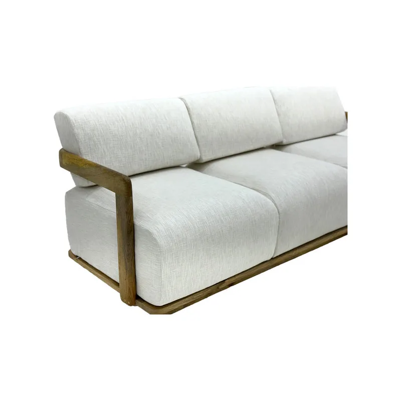 F-SF143-WH Cuthbert three seater sofa in white fabric with wooden frame