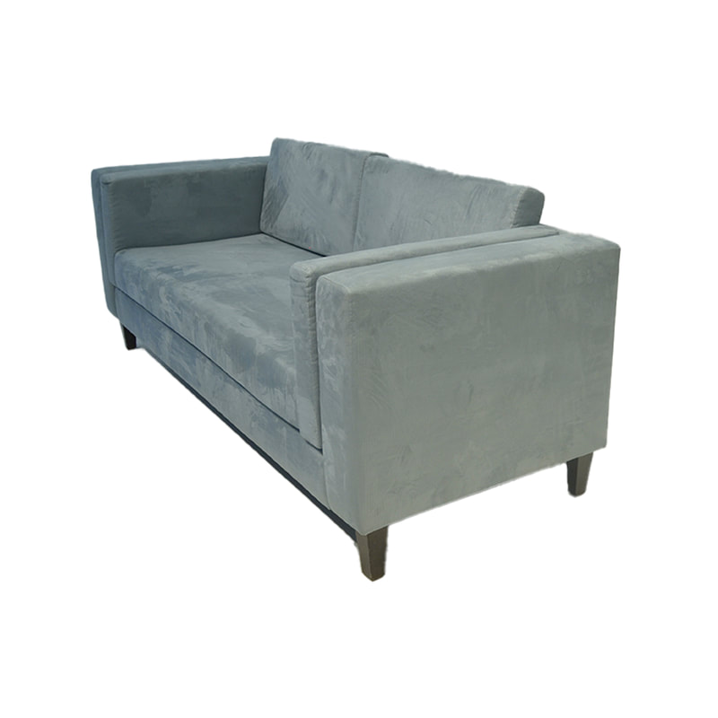 F-SF147-GY Lewi three seater sofa in grey velvet with wooden legs