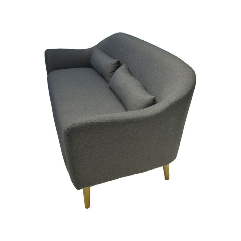 F-SD149-GY Harlington double seater sofa in grey fabric with wooden legs