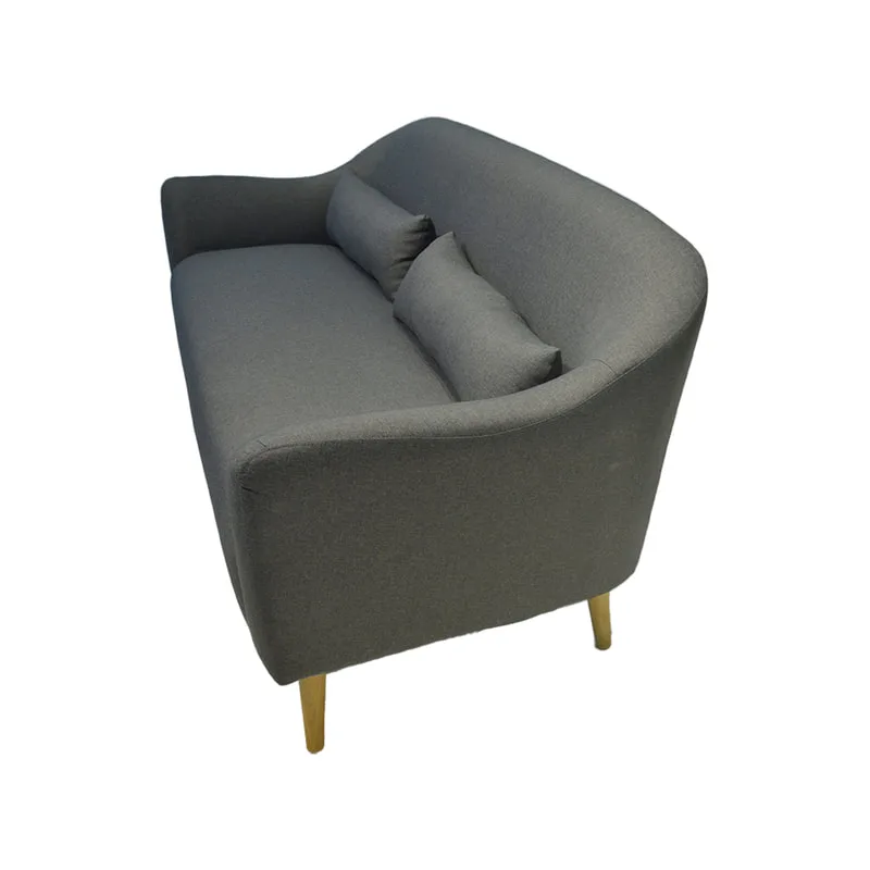 F-SD149-GY Harlington double seater sofa in grey fabric with wooden legs