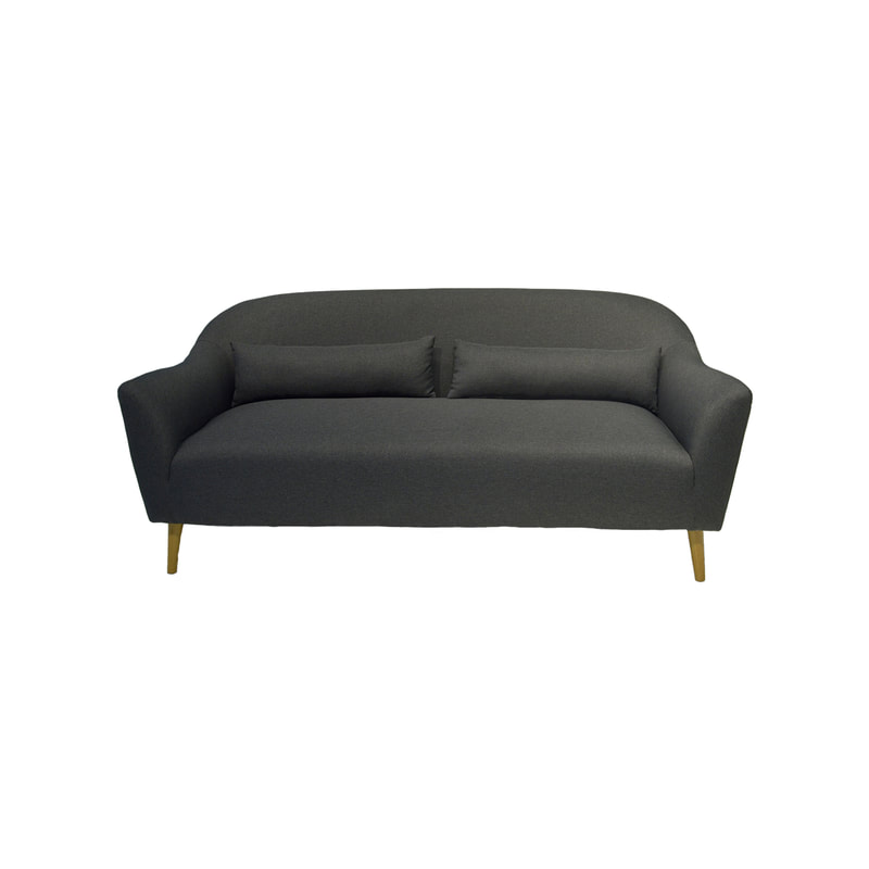 F-SD149-GY Harlington double seater sofa in grey fabric with wooden legs