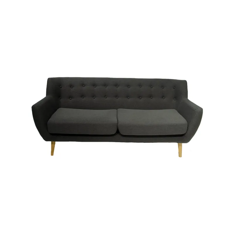 F-SF152-GY Zanbury three seater sofa in grey fabric with wooden legs