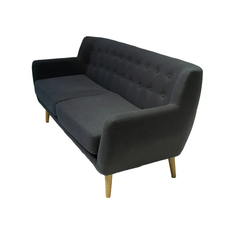 F-SF152-GY Zanbury three seater sofa in grey fabric with wooden legs