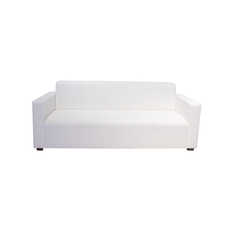 F-SF156-WH Matias three seater sofa in white leather with wooden legs