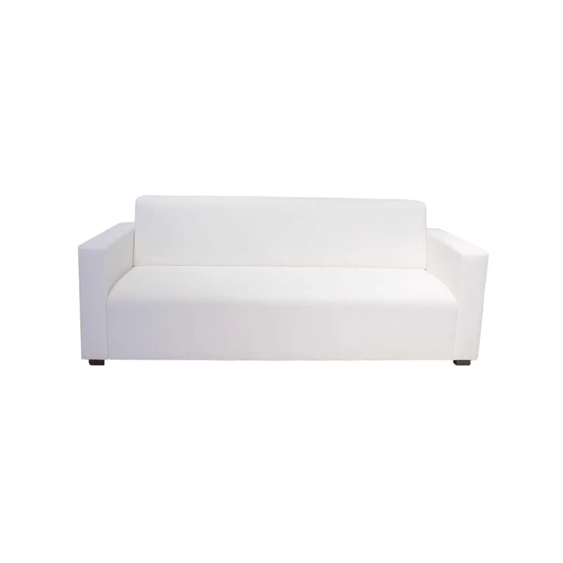 F-SF156-WH Matias three seater sofa in white leather with wooden legs
