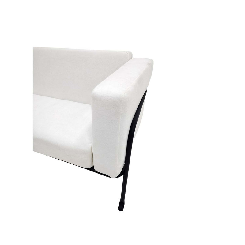 F-SF161-WH Harvey three seater sofa in white fabric with black metal frame