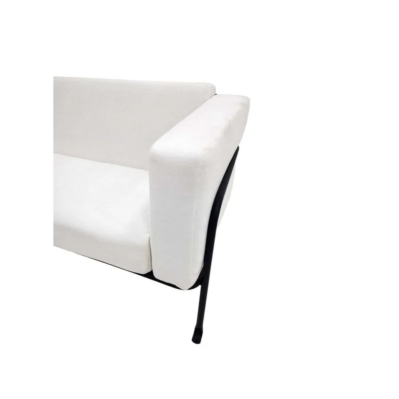 F-SF161-WH Harvey three seater sofa in white fabric with black metal frame