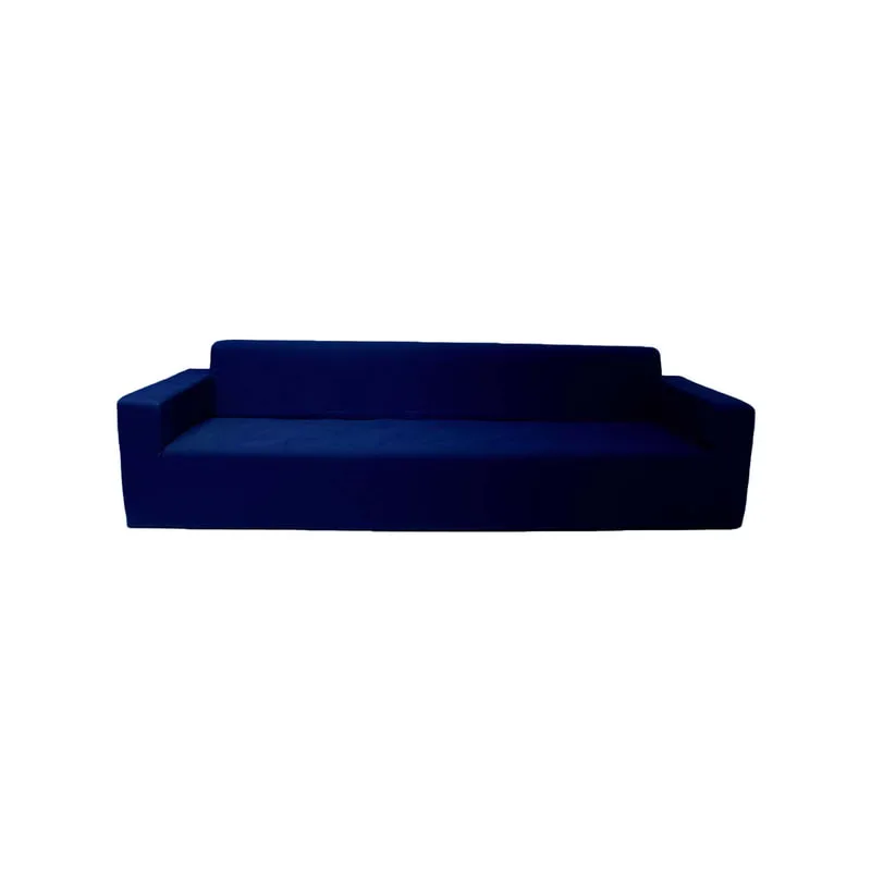 F-SF176-DB Alden three seater sofa in dark blue fabric with armrests and wooden legs