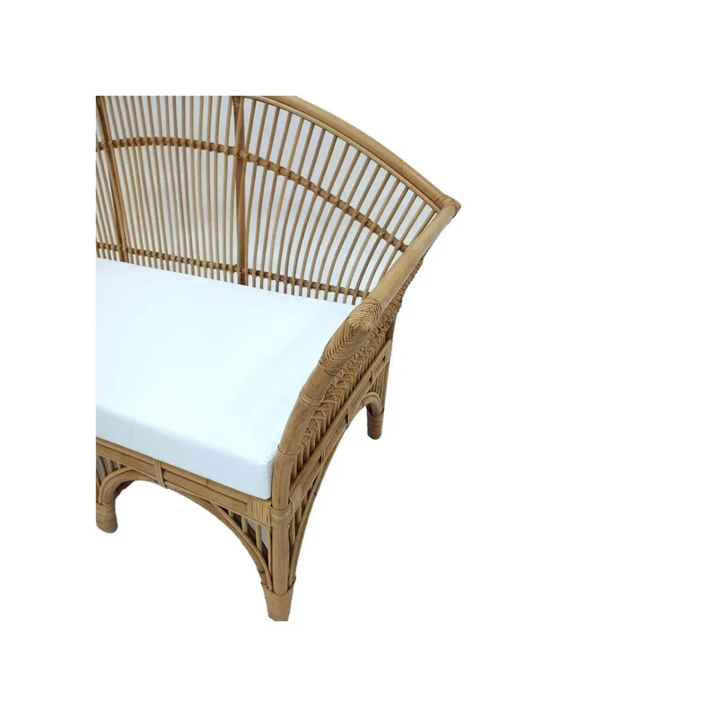 F-SF205-NT - Java three seater sofa with natural cane frame and white cushions 