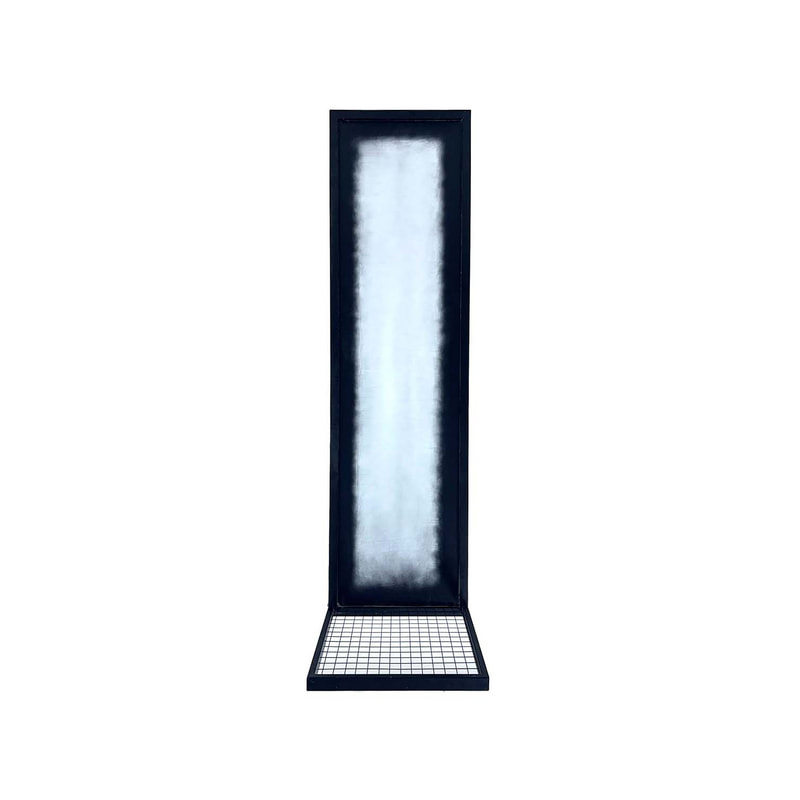 F-SG111-BL Type 11 signage in black metal frame with a cantilever mesh