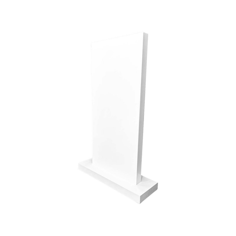 F-SG114-AY Type 14 signage in white paint finish with a curved acrylic panel 