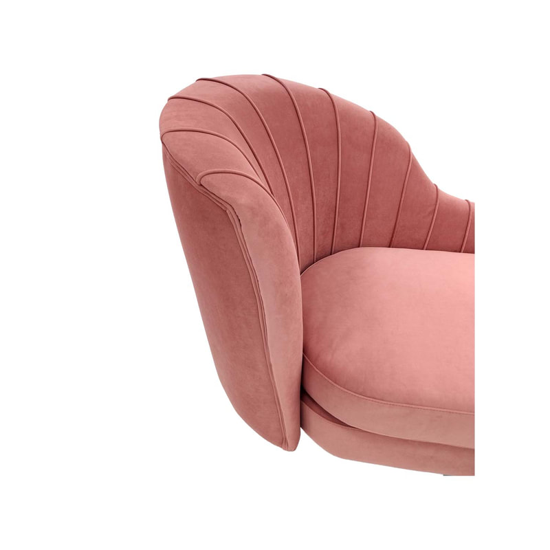 F-SL104-BP Monroe chaise long in blush pink velvet with gold legs
