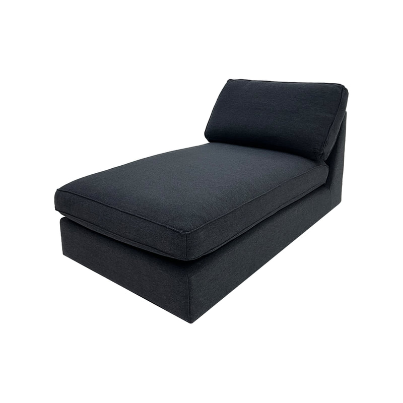 F-SL110-DG Berlin chaise long in dark grey fabric with wooden legs