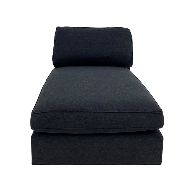F-SL110-DG Berlin chaise long in dark grey fabric with wooden legs