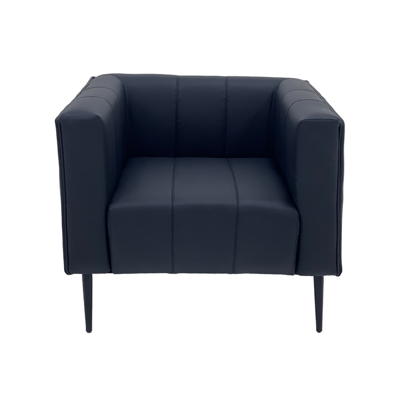 F-SN101-BL Murphy single seater sofa in black leatherette with black feet