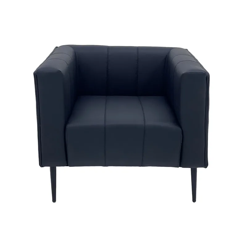 F-SN101-BL Murphy single seater sofa in black leatherette with black feet