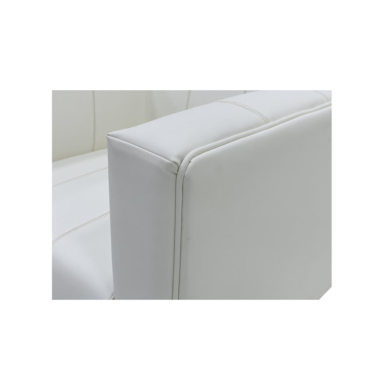 F-SN101-WH Murphy single seater sofa in white leatherette with silver feet