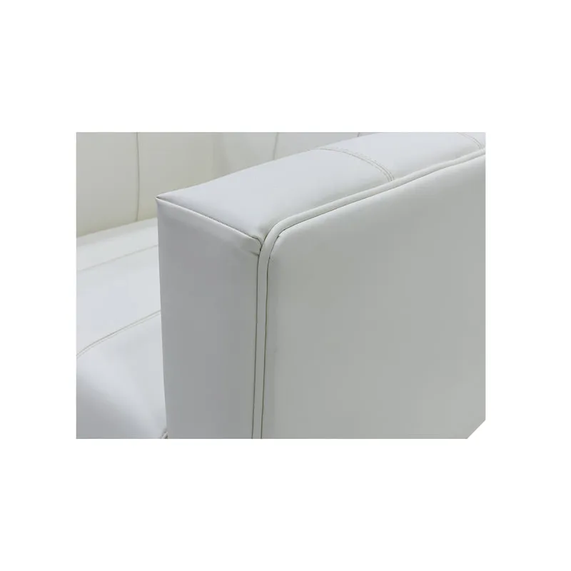 F-SN101-WH Murphy single seater sofa in white leatherette with silver feet