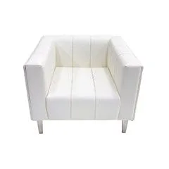 F-SN101-WH Murphy single seater sofa in white leatherette with silver feet