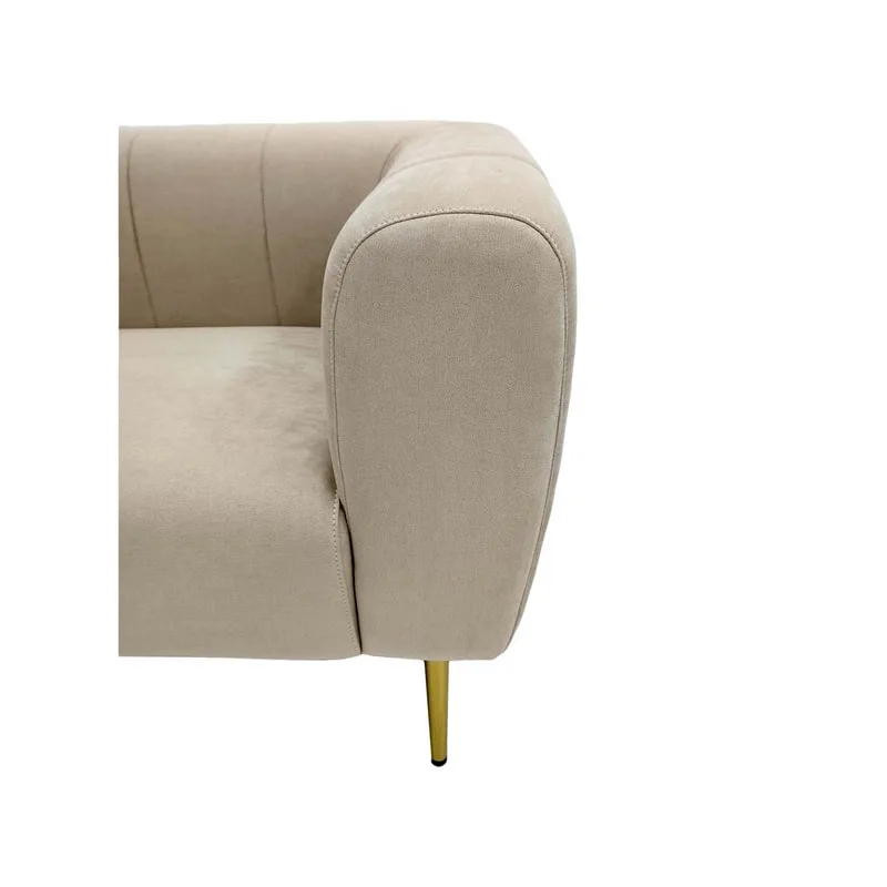 F-SN102-CR Audrey single seater sofa in cream suede with gold legs