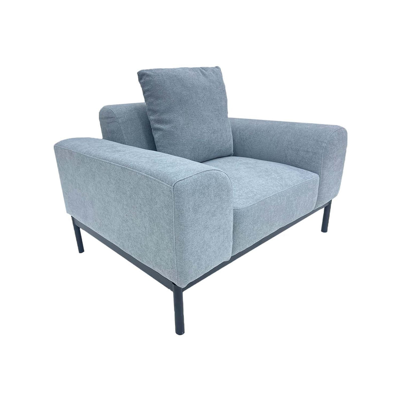 F-SN103-GY Fairfax single seater sofa in mid grey fabric with black legs