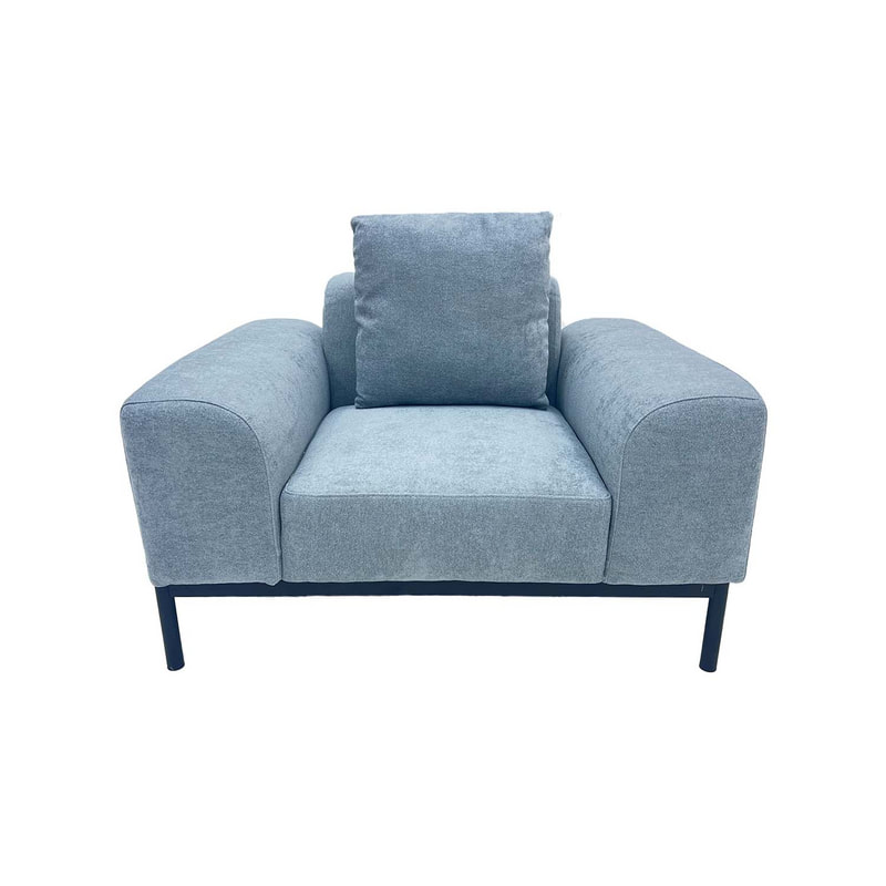F-SN103-GY Fairfax single seater sofa in mid grey fabric with black legs