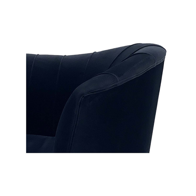 F-SN104-BL Monroe single seater sofa in black velvet with black legs