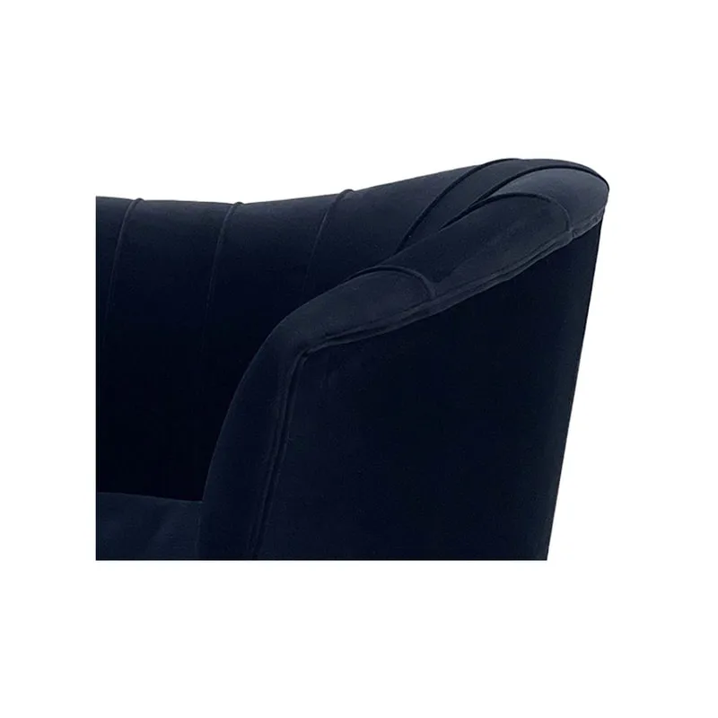 F-SN104-BL Monroe single seater sofa in black velvet with black legs
