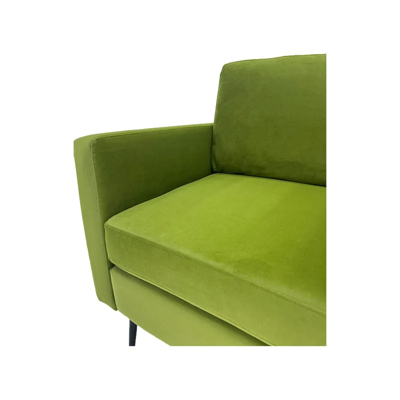 F-SF105-OG Capri single seater sofa in olive green velvet with black legs