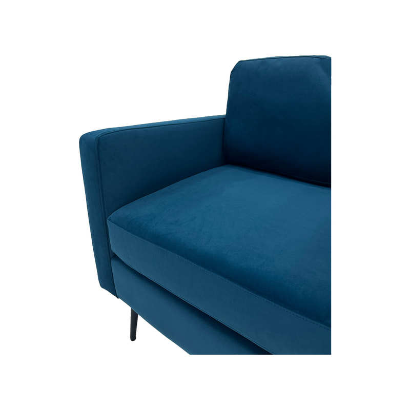 F-SN105-TL Capri single seater sofa in teal velvet with black legs