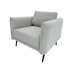 F-SN106-BE Logan single seater sofa in beige fabric with black legs