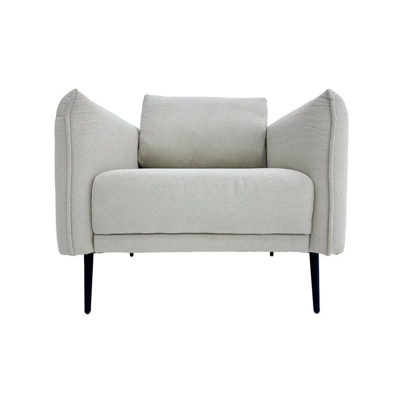 F-SN106-BE Logan single seater sofa in beige fabric with black legs